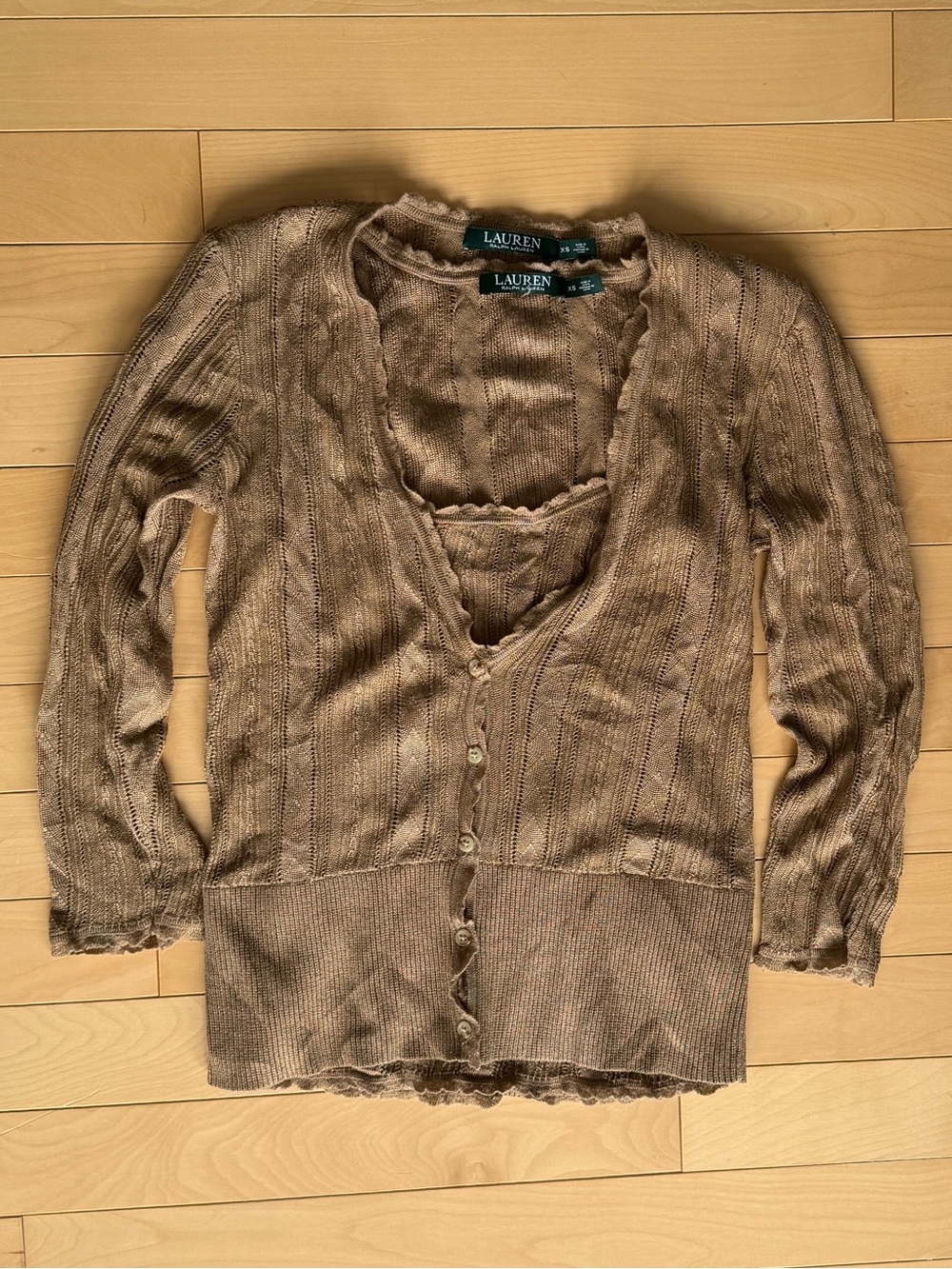 Lauren Ralph Lauren Women's Lighweight V-Neck Cardigan Sweater w/ Camisole